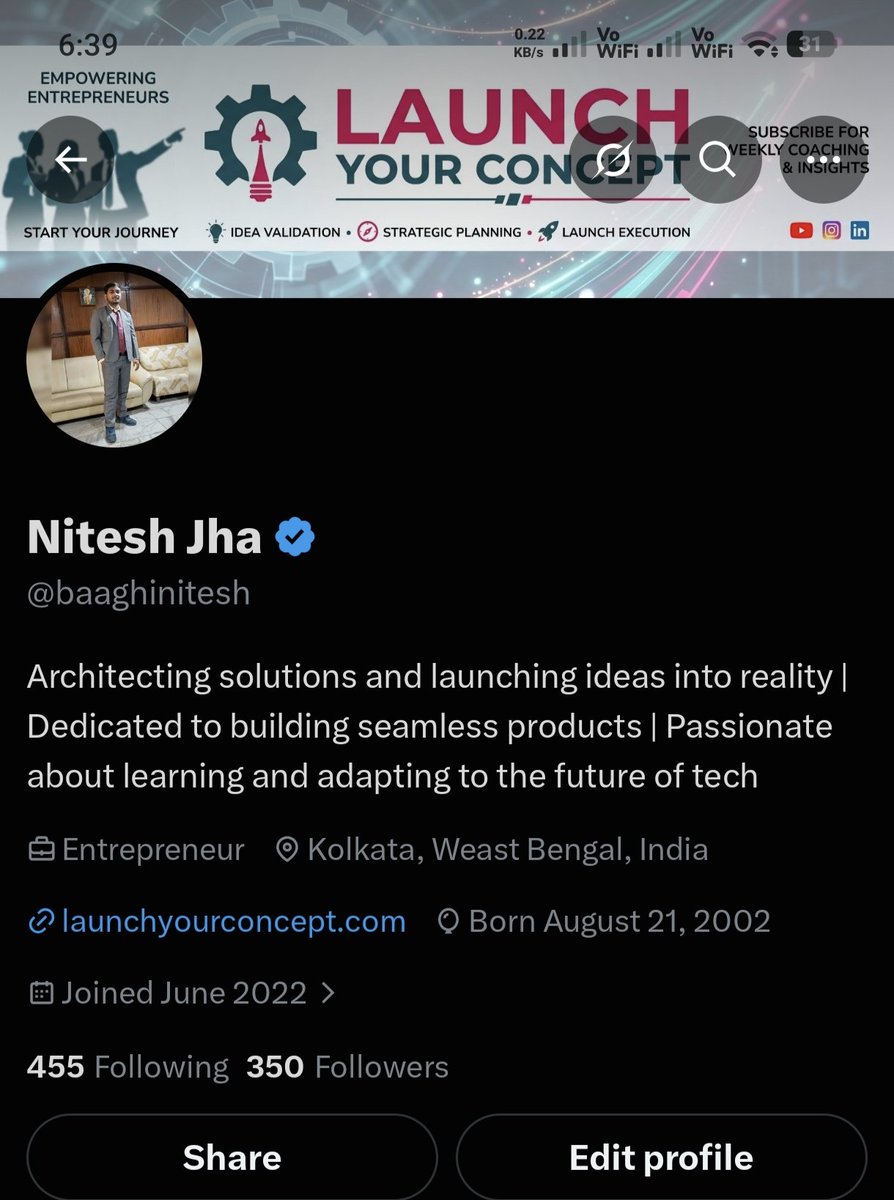 baaghinitesh's tweet photo. Milestone unlocked: 350 followers! 🤝
Thank you to everyone supporting the journey so far.

​The startup ecosystem thrives on connection. 
I am looking to network with more CEOs, 
founders, and 
builders 
who are passionate about pushing the limits of digital technology.

​If you want front-row seats to real engineering, product launches, and startup growth—drop a follow. 
A lot of interesting stuff is in the pipeline! 

​#TechCommunity #FounderJourney #Startups #Innovation