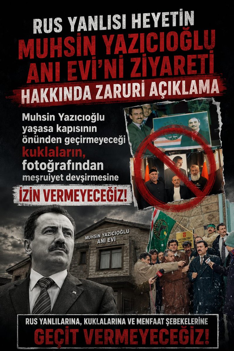CecenArsiv's tweet photo. Rus Yanlısı Heyetin, Şarkışla Muhsin Yazıcıoğlu Anı Evi’ni Ziyareti Hakkında Zaruri Açıklama! (1. Bölüm)

Şehit Lider Muhsin Yazıcıoğlu, ömrünün sonuna kadar Çeçen Davası’na verdiği destekle Çeçen milletinin kalbinde büyük yer edinmiştir.

Çeçen Cihadı başladığında Muhsin Başkan, parti binasının kaloriferlerini yakacak imkanı yokken üşümemek için paltosuyla otururken, Çeçen Cihadına hatrı sayılır maddi destek sağlayacak kadar yiğit bir liderdi. Çeçenistan’daki durumu kendi durumundan çok önemsiyordu.

Muhsin Yazıcıoğlu’nun desteği sadece maddi imkan sağlamakla kalmadı. Çeçenistan için Türkiye’nin her yerinde mitingler, konferanslar, geceler düzenletti. Nizamı Alem ve Alperen Ocakları vasıtasıyla sayısız eyleme imza attı.

Çeçen Mücahitlerden yaralı olanların tedavi ettirilmesi, tedaviye gelenleri ziyaret etmek dahil Çeçen cihadının Türkiye’deki konumuyla ve temsilcileriyle çok yakından ilgilendi.

Çeçen İçkerya Cumhuriyeti’nin Efsane Devlet Başkanı Cahar Dudayev, Muhsin Yazıcıoğlu’nu “Muhsin Kardeşim” diyecek kadar çok seviyordu. Birbirlerinin kopmaz dostuydular.
 
Dudayev’in şehit edilmesinin ardından Türkiye’de bir çok siyasi parti ve siyasetçi, 2. Çeçen Cihadı döneminde desteklerini geri çekerken Şehit Lider Muhsin Yazıcıoğlu, desteğini daha da arttırdı.

Çeçenistan, Rusya tarafından işgal edilip, başına Çeçen Cihadını satan kukla Kadirov Rejimi getirildiğinde en sert tepkiyi Muhsin Yazıcıoğlu verdi.

Kukla Kadirov rejimiyle temas kurmayı reddeden Yazıcıoğlu, bağımsızlık mücadelesine devam eden Sürgündeki Çeçen İçkerya Hükümetiyle temasını sürdürdü.

Çeçen mücahitlerin Türkiye’deki aileleriyle Çeçen İçkerya Türkiye F. Konsolosu Medet Önlü ile beraber ilgilendi. Mücahitlerin Rusya’ya ve işbirlikçi Kadirov yönetimine teslim edilmesini defalarca engelledi.

Rusya yanlısı Kadirov rejiminin Türkiye’de alan bulmasında en büyük engel Muhsin Yazıcıoğlu ve Çeçen Konsolos Medet Önlü’ydü.

Muhsin Yazıcıoğlu 2009’da, Medet Önlü 2013’te şehit edildi. Yine bu aralıklarda Türkiye'de üzerinden Kadirov şüphesinin kalkmadığı Çeçen cinayetleri işlenerek Türkiye’deki Kadirov ve Rusya muhalifi Çeçenlere gözdağı verilmeye çalışıldı.

Ancak Türk milleti, Çeçenlerin bağımsızlık mücadelesini benimsediği için kukla Kadirov rejimiyle değil bağımsızlık yanlısı Çeçen İçkerya anlayışına destek vermeye devam etti.

Bu suikastlerden sonra bile Türkiye’de kendisine alan ve destek bulamayıp çıldıran Kadirov rejimi, yıllar boyu Türk Devletini tehdit etti. Tehditin boyutu Fetö ve Pkk terör örgütlerini desteklemeye kadar ileri gitti. Hızını alamayan Kadirov terörist Öcalan ve Gülen adına parklar açacağı söylemiyle Türkiye'ye ayar vermeye çalıştı.

Kadirov Rusya'nın da açık desteğiyle bugün yine Türkiye'de bazı kriminal şahıslar üzerinden etkinliğini artırma gayretindedir. Görevlendirdiği Zamid Chalayev adlı şahıs Çeçenistanda gerçekleştirdiği faili meçhuller, işkence ve infazlarla anılmakta, Magomed Khambiev ise Türkiye'yi terörü ve terörizmi desteklemekle suçlamaktadır. Bu iki Türk ve Çeçen düşmanı kriminal şahsın Türkiye'de böylesi bir operasyon için görevlendirilmesi de ayrıca manidardır. Kendisine Türkiyede  meşruiyet alanı arayan bu kriminal tipler istismara Türkiye tarihinde Çeçen davasına en önemli desteği vermiş olan Şehit lider Muhsin Yazıcıoğlu üzerinden başlamışlardır. 

Şarkışla'da Şehit Lider Muhsin Yazıcıoğlu’nun anısına yapılmış olan bir evde onun resimleri önünde  fotoğraf çekilerek istismar edilmesine ve bunun üzerinden kendilerine meşruiyet devşirme çablarına BBP ve Alperen Ocakları Genel Merkez yöneticilerinin ve yerel temsilcilerinin sessiz kalması anlaşılabilir bir durum değildir.

2. BÖLÜM AŞAĞIDA⬇️