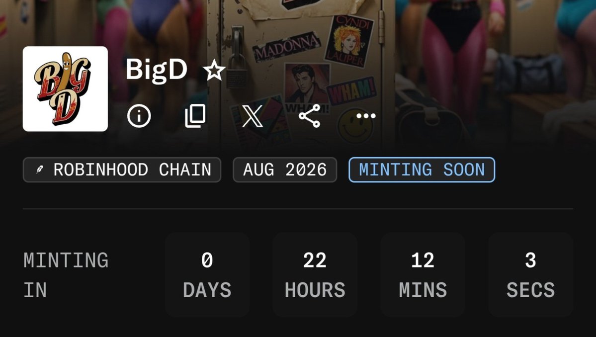 0xKnownxd's tweet photo. So @BigD_team is coming on Robinhood chain Tommorow.

The supply is around 6969 and the mint price is around 0.0007 ETH.

There is a token tied with the NFT with also a proper tokenomics over this that you can read in their profile and 690k tokens per NFT allocation.

I am going to watch this as the token tied NFTs are doing pretty well on Robinhood chain when they launch.