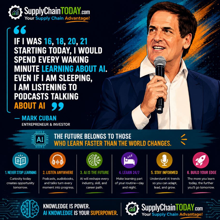 SupplyChainBlog's tweet photo. Collection of AI Quotes
#aiquotes #artificialintelligencequotes #FutureOfWork #futuretech  #ArtificialIntelligence #LearningAI #DigitalTransformation #AIEducation https://t.co/r6Hu98llyk