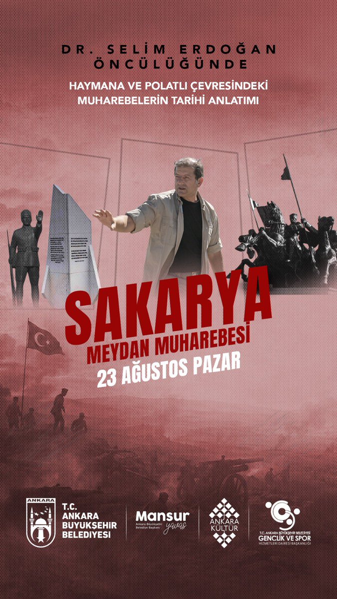 mansuryavas06's tweet photo. Sakarya Meydan Muharebesi’nin 105. yılında, Milli Mücadele’nin dönüm noktalarından biri olan büyük zaferin izlerini adım adım takip ediyoruz.

Tüm hemşehrilerimizi; 23 Ağustos Pazar günü Polatlı’da, Dr. Selim Erdoğan’ın anlatımıyla Haymana ve Polatlı çevresindeki muharebelerin yaşandığı topraklarda tarihimize tanıklık etmeye davet ediyoruz.