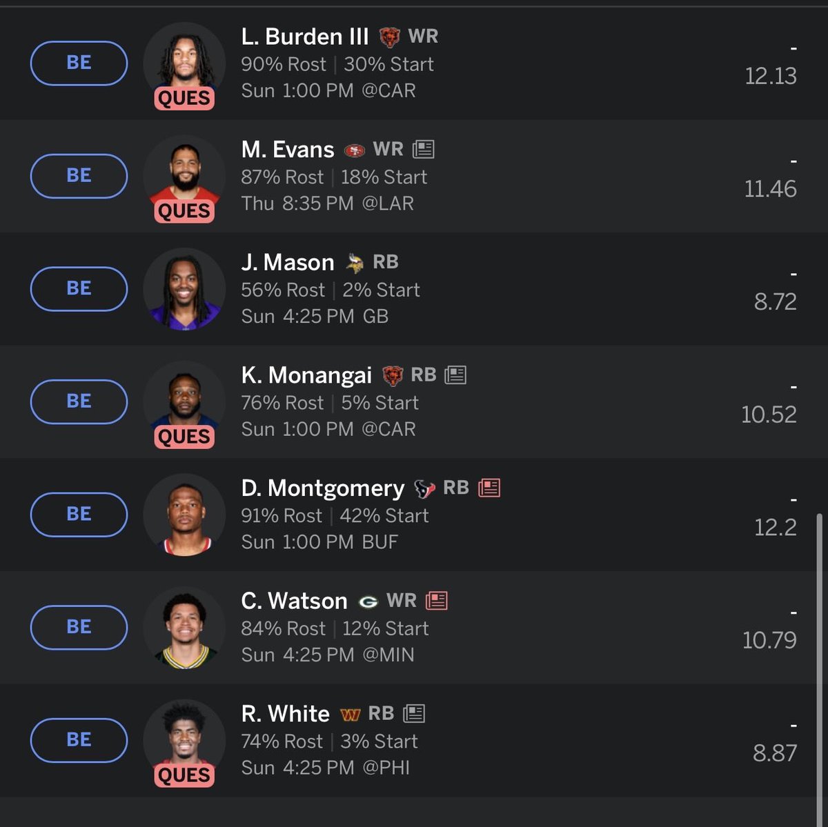 gingerdesiigner's tweet photo. @NFL_Convo how we feeling about this then 1.01 10 man ppr? https://t.co/4bFJfHTQYh