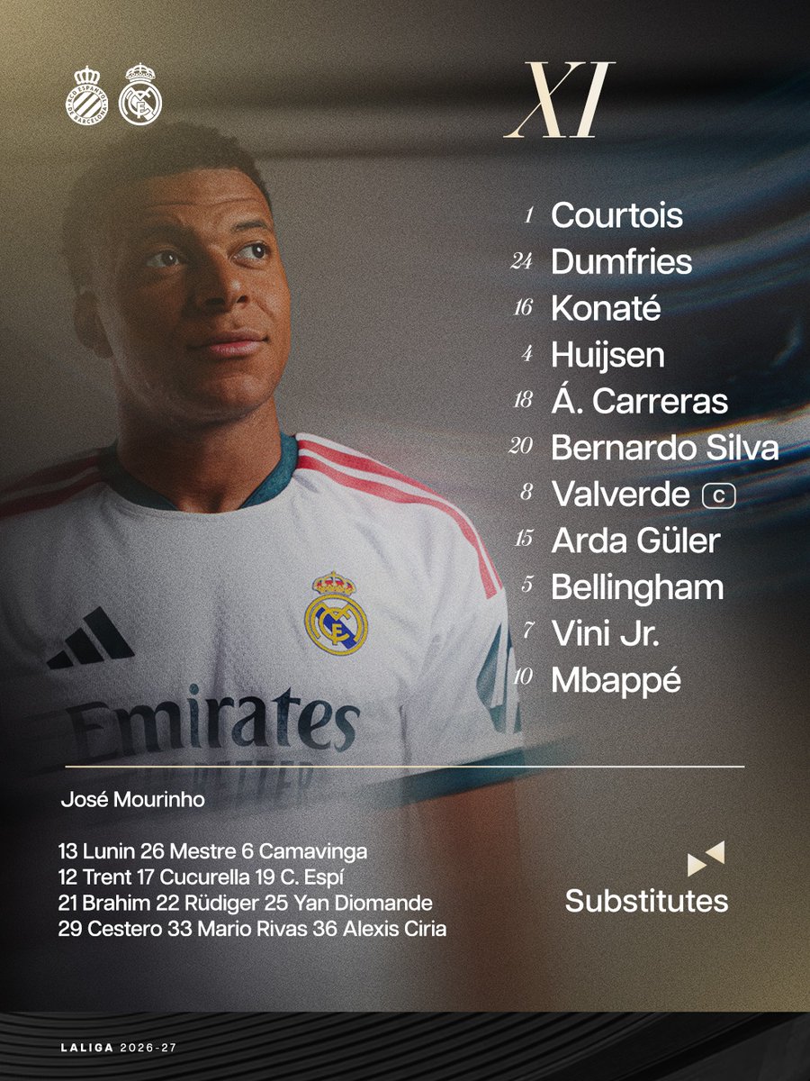 realmadridarab's tweet photo. 📋✅ التشكيلة الأساسية أمام إسبانيول!  
🆚 @RCDEspanyol_EN https://t.co/QmrtevZ3Pc