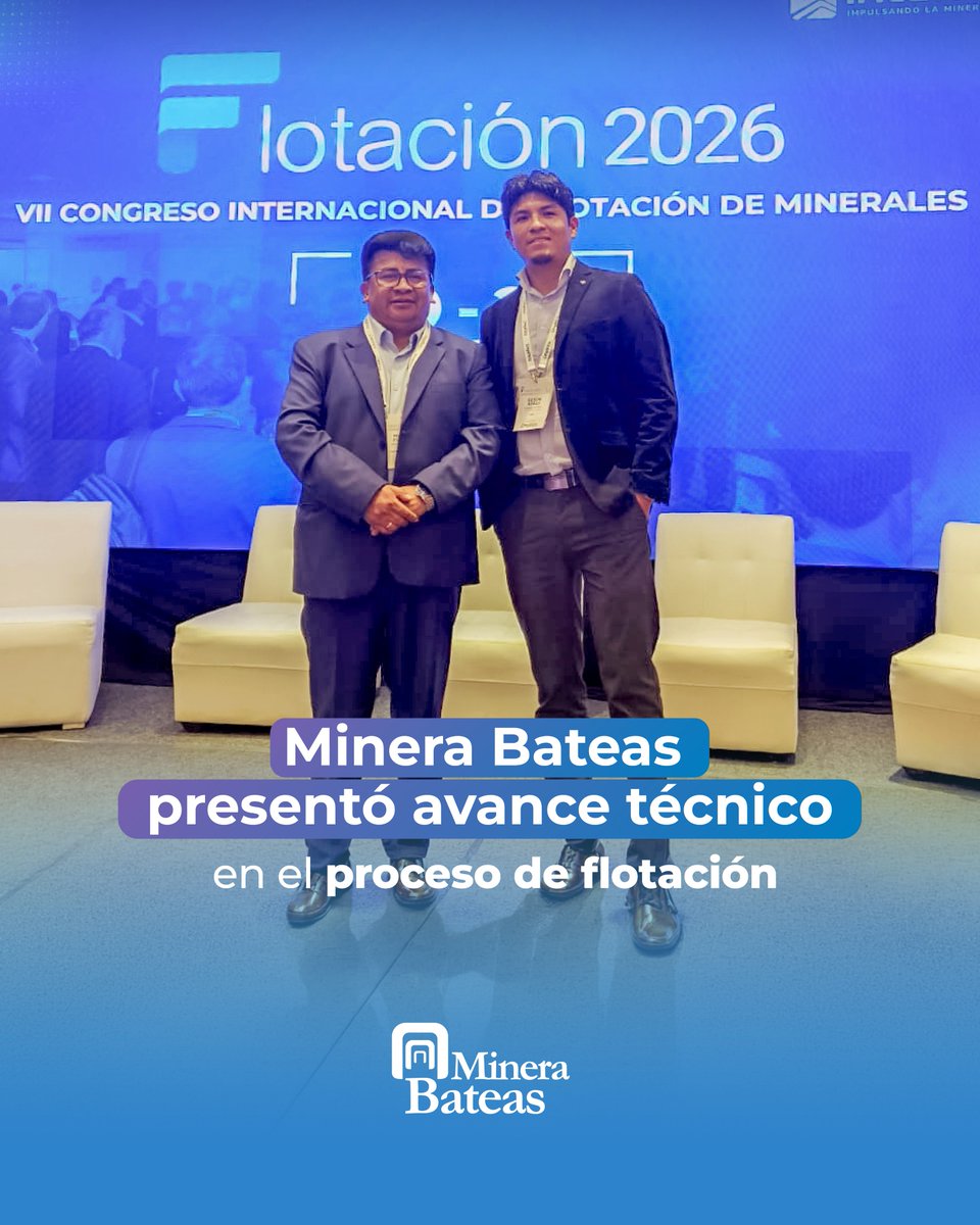 MineraBateas's tweet photo. Participamos en #Flotación2026 compartiendo una experiencia de nuestra Planta Concentradora para reemplazar el cianuro de sodio en la flotación de plomo por un depresor orgánico. https://t.co/lLVe91YC6c