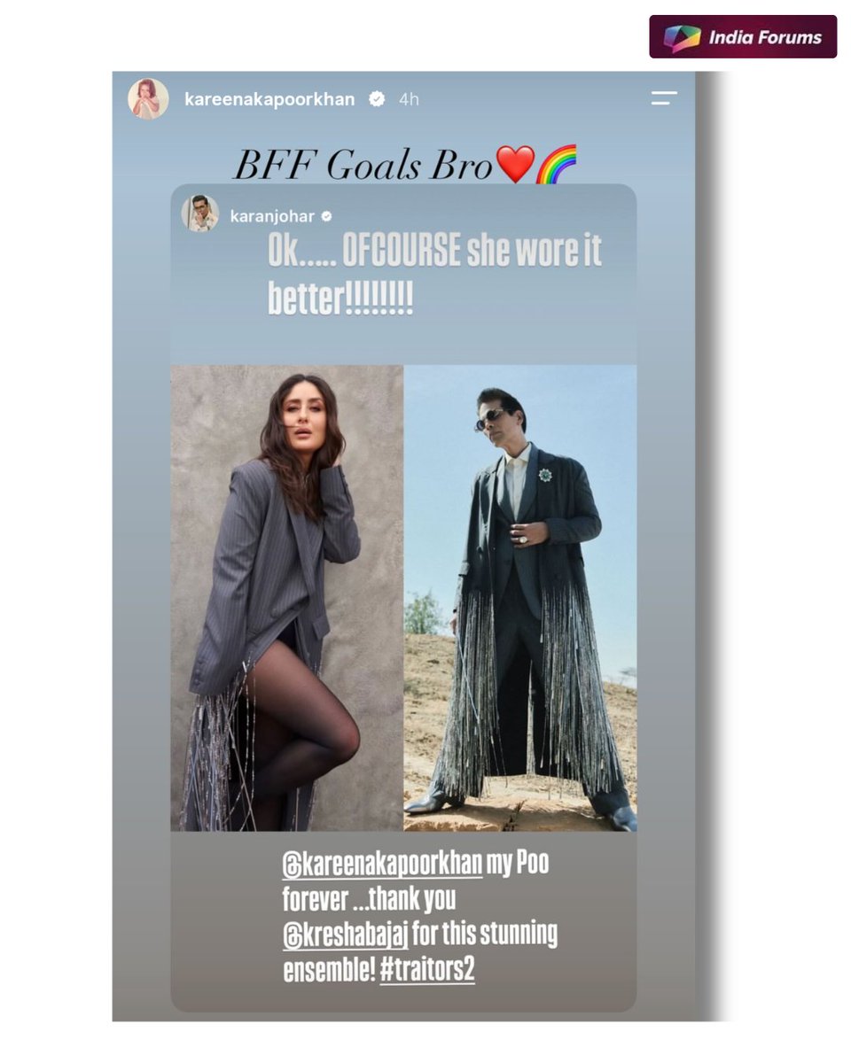 indiaforums's tweet photo. When besties Kareena Kapoor and Karan Johar wear the same outfit but still hype each other up! 😂❤️ Same fit, different vibes, and pure BFF goals! ✨
📸 @kareenakapoorkhan
.
.
.
#KareenaKapoor #KaranJohar #BFFGoals #IndiaForums #Bollywood https://t.co/SjGnO2ME5E