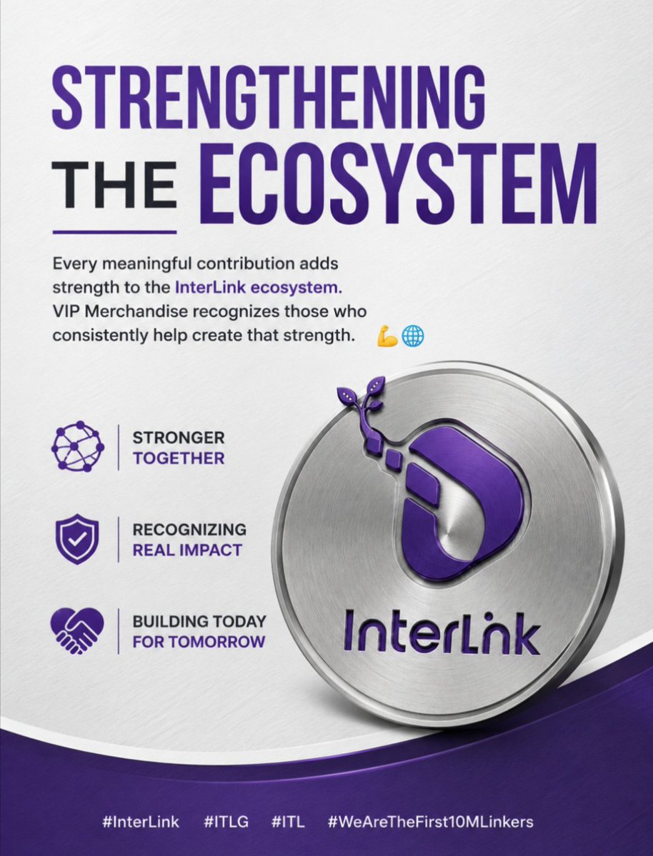 hphamza593's tweet photo. Strengthening the Ecosystem

Every meaningful contribution adds strength to the InterLink ecosystem. 

VIP Merchandise recognizes those who consistently help create that strength. 

#InterLink #ITLG #ITL #WeAreTheFirst10MLinkers https://t.co/xUwOqnloQC