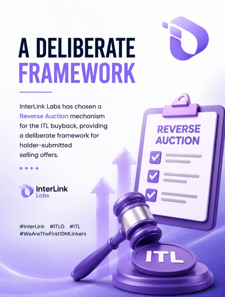 hphamza593's tweet photo. A Deliberate Framework

InterLink Labs has chosen a Reverse Auction mechanism for the ITL buyback providing a deliberate framework for holder-submitted selling offers.

#InterLink #ITLG #ITL #WeAreTheFirst10MLinkers https://t.co/pSS5K4OnXe