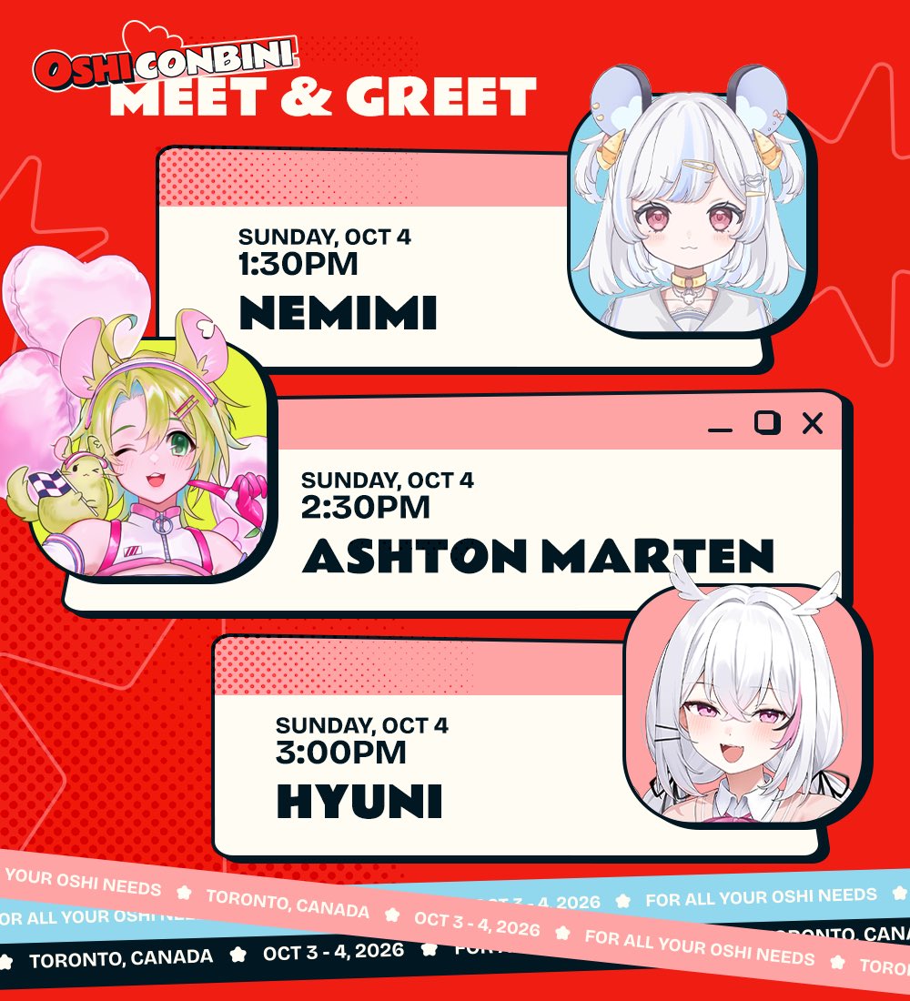 oshi_conbini's tweet photo. 🌟 Meet &amp; Greet Schedule🌟 (2/2)

More important information:
- Paid tickets must be purchased before the event
- Tickets will be on sale until they are sold out 
- Tickets are sold under the event store here: https://t.co/6hiYMf9edi

✨Good luck to everyone ✨ https://t.co/dr3a2BQrDg