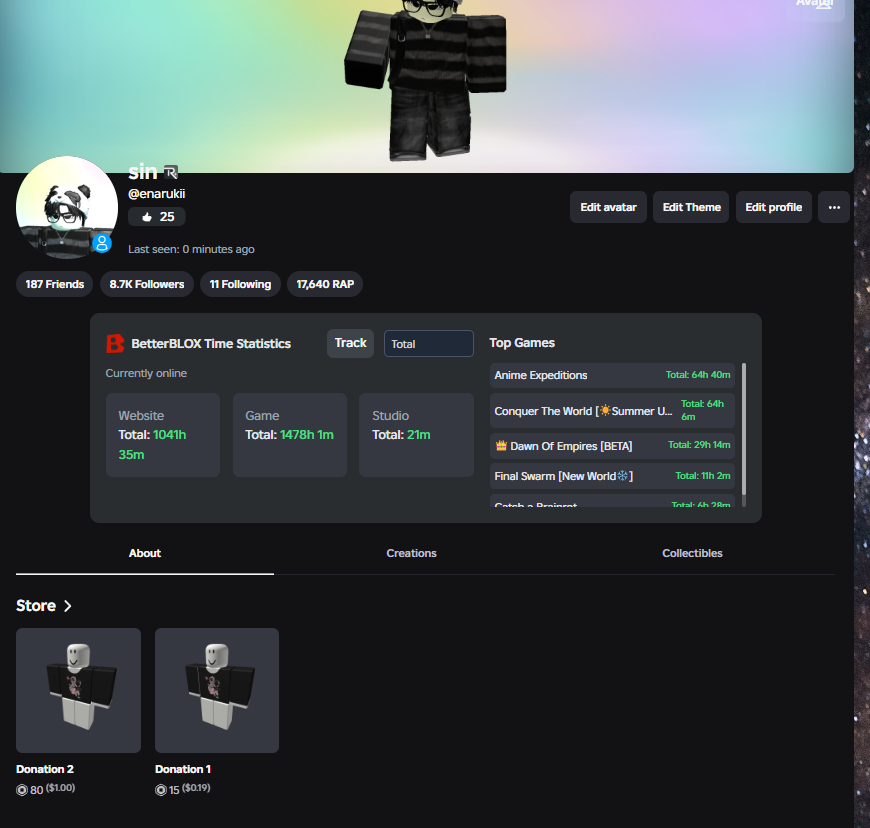 WasRobo's tweet photo. tf did they do to the roblox profile page https://t.co/x3x6ssq65Y