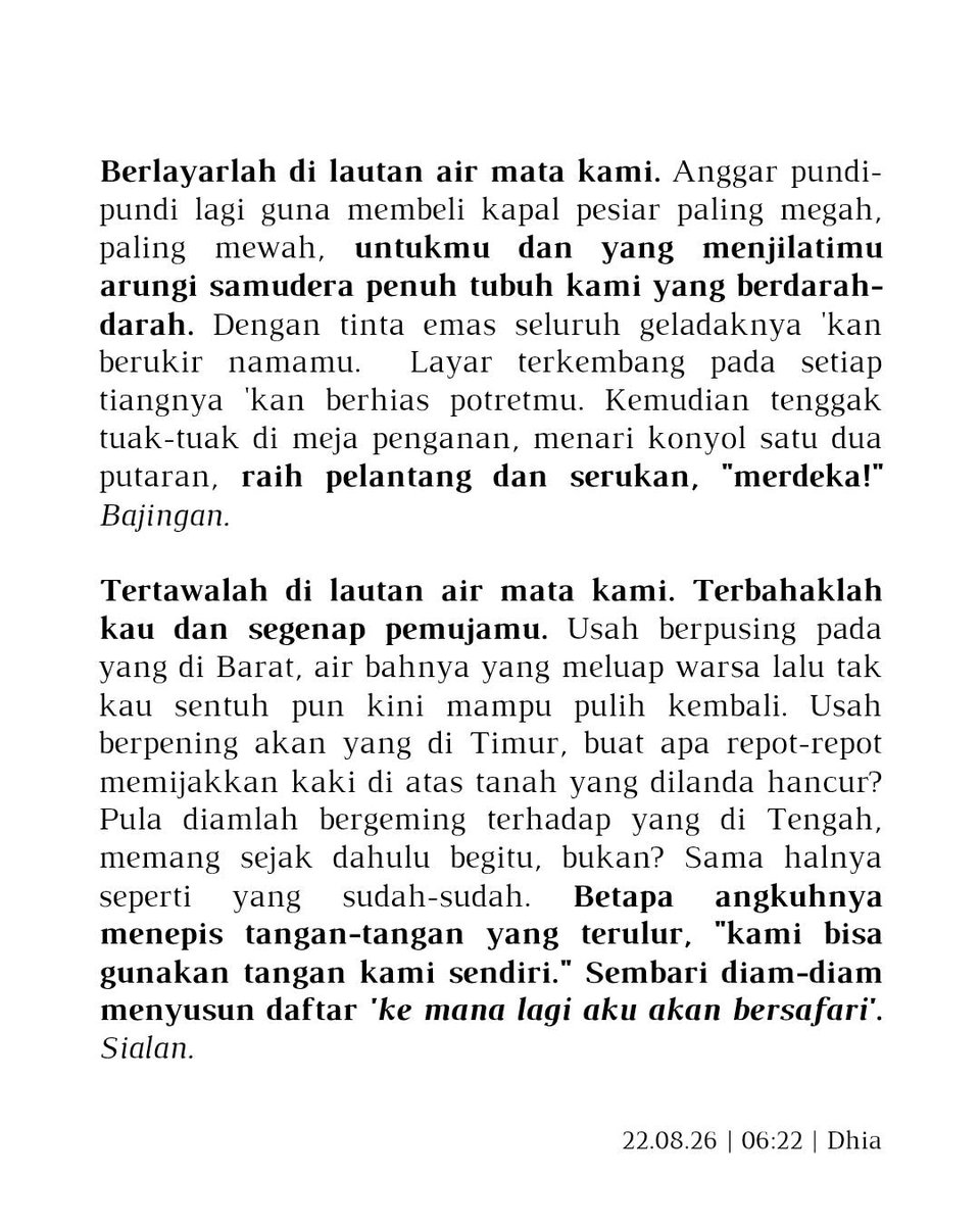 pencorner's tweet photo. berlayarlah di lautan air mata kami 
🖊️ lukaamerta https://t.co/GfkI6iKMiW