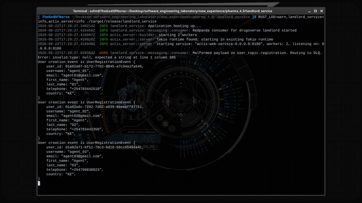 equation_man's tweet photo. #Rust weekend. High throughput pipeline with #rustlang and #tokio!
Pulls streams from redpanda, process if necessary, and persist into #postgresql. Malformed payloads are routed to DLQ.
Light actix web server for monitoring via Prometheus/Grafana setup. #systemsprogramming https://t.co/7GTzRvyp1p