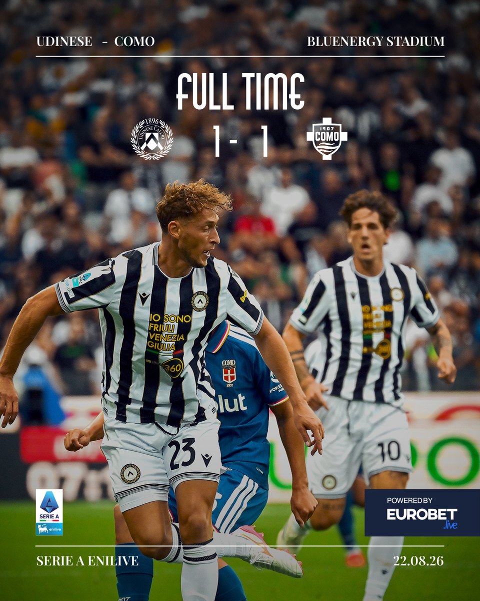 Udinese_1896's tweet photo. #UdineseComo 1-1
 
We kick off the new season with a draw ⚪️⚫️
 
#ForzaUdinese #AlèUdin https://t.co/p6V49d98xU