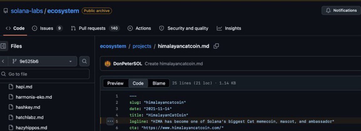 Dominickdurantx's tweet photo. How are we fading $Hima?

https://t.co/yuiVfNspwl…

In the solana Github the solana Cat.

3fyXSwp3XVua4WoPzikAbFvTXiNoYvAKVNd7YFq4pump

“Hima has become one of Solanas biggest Cat memecoin“ like what… https://t.co/u1WSMbAzWE