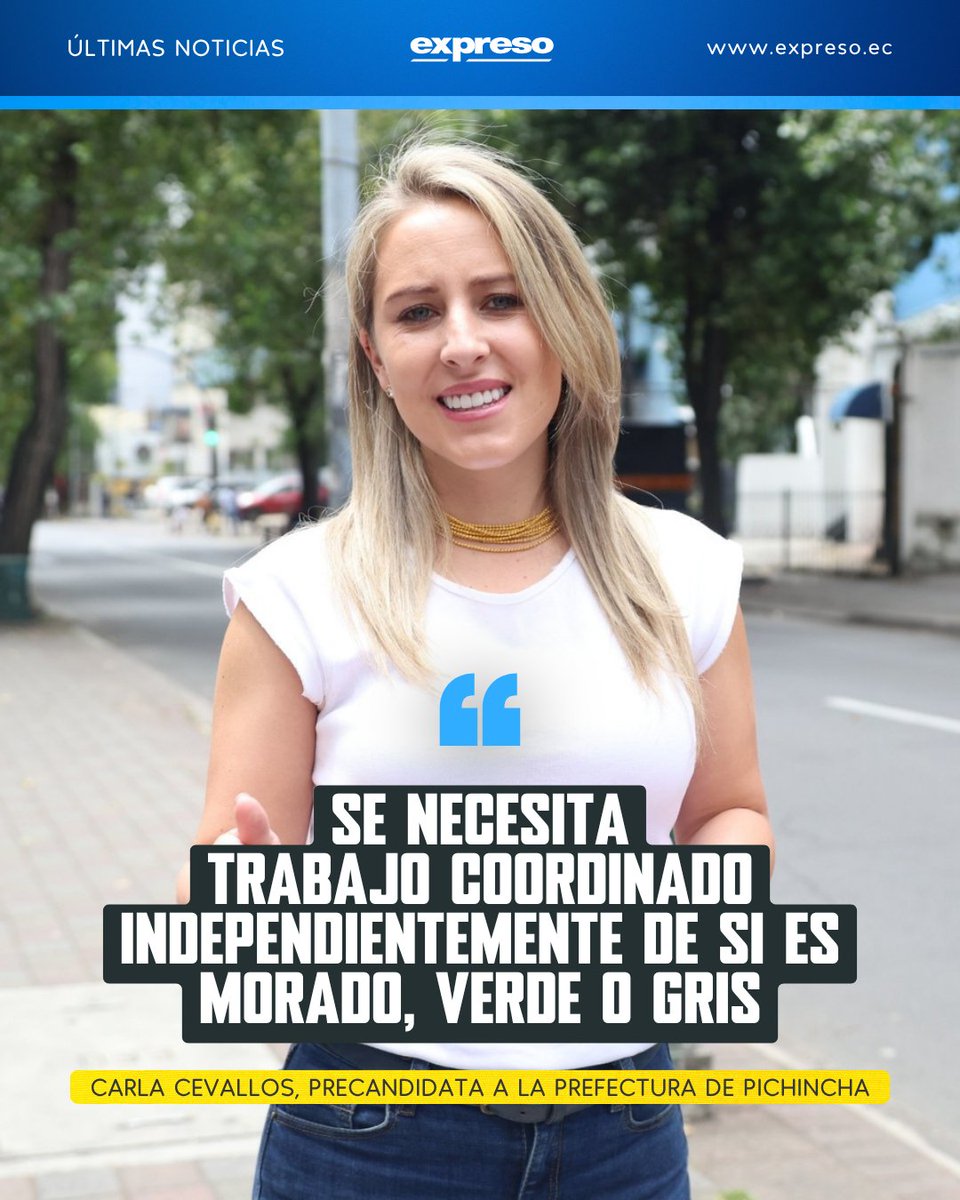 Expresoec's tweet photo. El 29 de noviembre de 2026, los pichinchanos elegirán a su prefecto o prefecta. Carla Cevallos busca por segunda vez un cargo en el gobierno local, de la mano de Avanza, pero esta vez como máxima autoridad de la provincia.

Lee la entrevista: https://t.co/Zxk8672jaz https://t.co/YCwhJwewzC