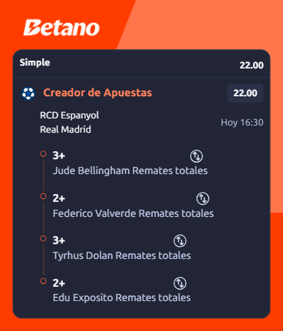 elnovach's tweet photo. REMATES ESPANYOL vs REAL MADRID 🎯 🇪🇸

Combinada de remates para el ultimo partido de LaLiga de hoy. Por secuencias, cuotas y contexto son los que mas me gustaron.

CUOTA 22 💣 https://t.co/QyqZ5vQd2z