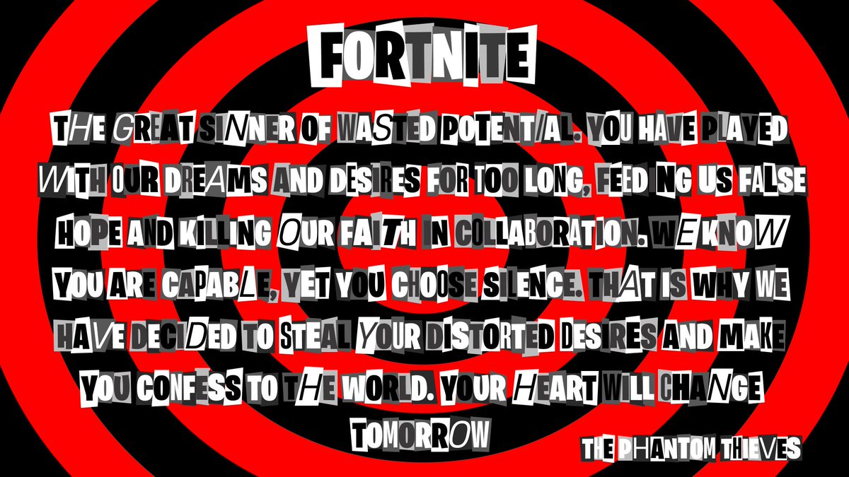 CreativeCaveTP's tweet photo. The calling card we deserve

#Fortnite #Persona5 #P5 https://t.co/oo8aDd6u63
