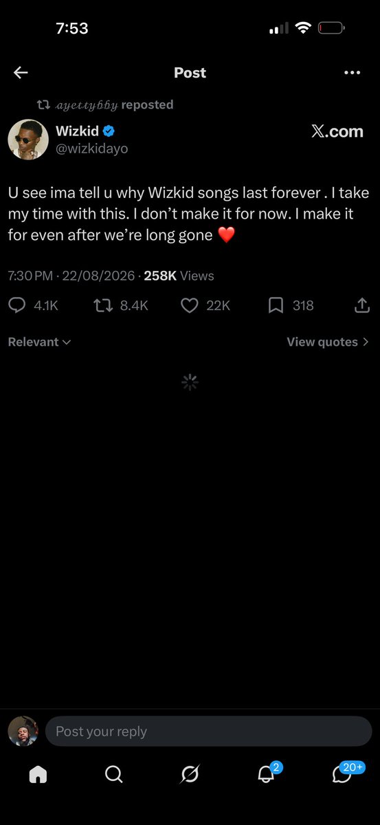 Dhavidote's tweet photo. Why Wizkid delete? 😂😂 https://t.co/b2KvYlriaL