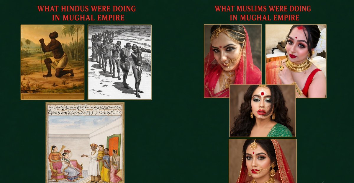 musaledmagazine's tweet photo. MUSALLED POSTER
Difference between what the hindu men were doing in mughal era vs what the muslims were.
This is not a meme but the historical reality https://t.co/UDb9AqPqPI