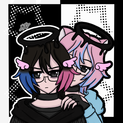 DaelDaen's tweet photo. @Wonderful_ramii Halo, mi oc se llama Dael y el chico de rosa es mi mascara llamado Daen :3 https://t.co/YXUJQW4BW1