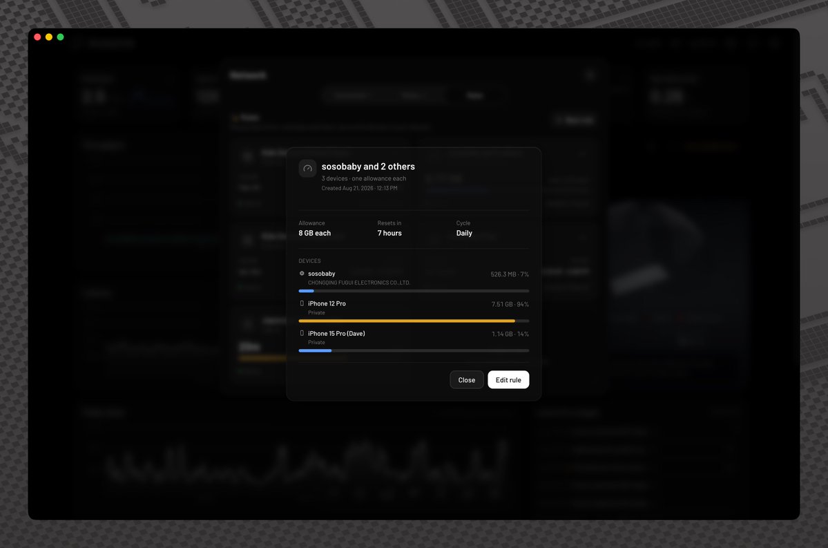 DaveyHert's tweet photo. Dishylink v1.1 just got released for Starlink users!🔥🎉
 If you're a power user, a business owner, or a parent, get in here cause Dishylink got an update for you!!

Network Rules just landed: three types of rules you can set on any device, or a group of them:

📊 Data Allowance: say you run an internet servicing business, splitting your connection with neighbors or subletters. You can now set a data allowance for each device, or group devices together and decide if they each get their own share or pull from one shared pool.

🗓️ Schedule: say you want your kids online only during set hours, like 4pm to 9pm on school nights and 9am to 10pm on weekends. A Schedule rule locks a device, or the whole group of them, to that automatically, whether or not you're around to check on it.

⏱️ Countdown: say you're prepping for exams, an interview, or just need to force yourself to focus. Set a countdown and once it runs out, the device goes offline until you reset it
And now, you can remotely see and manage every device on your network even when you're not home or connected to that network yourself.

For the power users, this update is really for you as Dishylink now supports advanced configuration:

🔓 The most requested feature I've had for Dishylink, bypass mode support, is finally here. Switch your router in and out of bypass mode straight from the app.

🌐 Point Dishylink at a different IP address, set custom DNS, and manage your subnet configuration.

⚙️ Configure your dish and router directly from Dishylink, no more jumping between apps.

✏️ Rename any device from inside Dishylink and it sticks, everywhere
On top of all that, this update also brings a bunch of UI improvements and performance optimizations.

🛩️Dishylink also now supports the Aviation models for planes.

If you have Dishylink installed, restart your app and you should see the update notification.

If you’re new, you can download it from the site: 👇
https://t.co/TIpReUzLEJ
