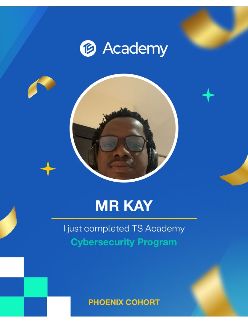 mr_kay7's tweet photo. Yay it’s Graduation day! 🎓 

Huge Thanks to the our amazing tutors @_FayvorO and Mr Valentine. @TechSphereAcad gave me the structure I needed. 
The foundation is built, the journey continues!🛡️
Congratulations 🎉 to all Phoenix Students!

#TSAcademy #Cybersecurity https://t.co/VMT2nto3jb