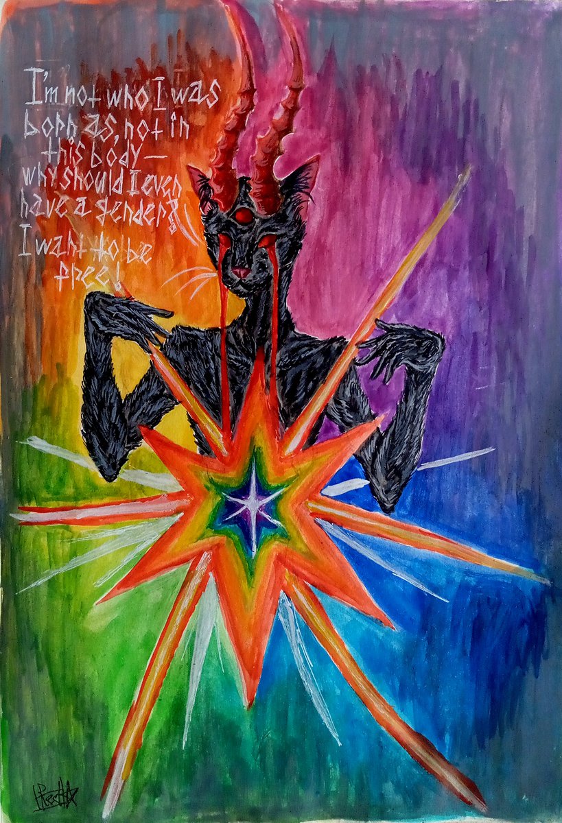 Red_Star_666_'s tweet photo. My art 💥
Quote: "I’m not who I was born as, not in this body—why should I even have a gender? I want to be free!"
#art #drawing #myart #oc #sketchbook #mysketchbook https://t.co/8DfPsMTkho