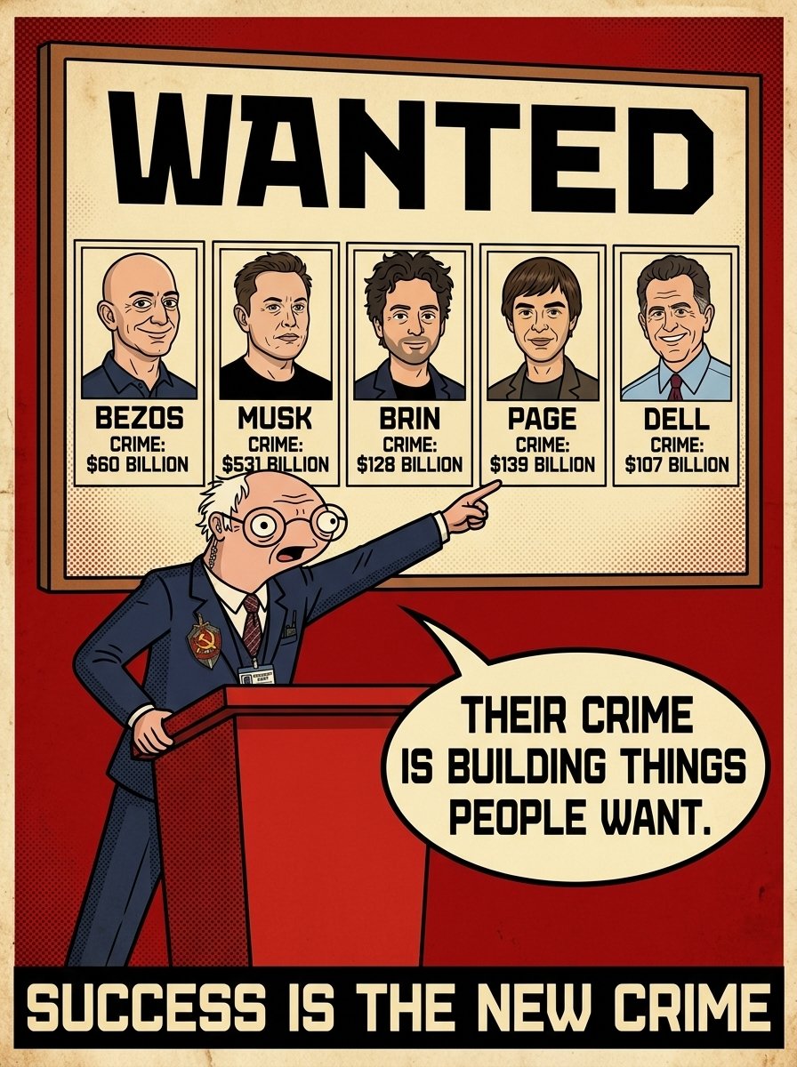 BurnieSendersX's tweet photo. Success is the new crime. 

The productive class must be stopped. 

The bureaucracy must be fed. ☭ https://t.co/tLXp0k5eh4