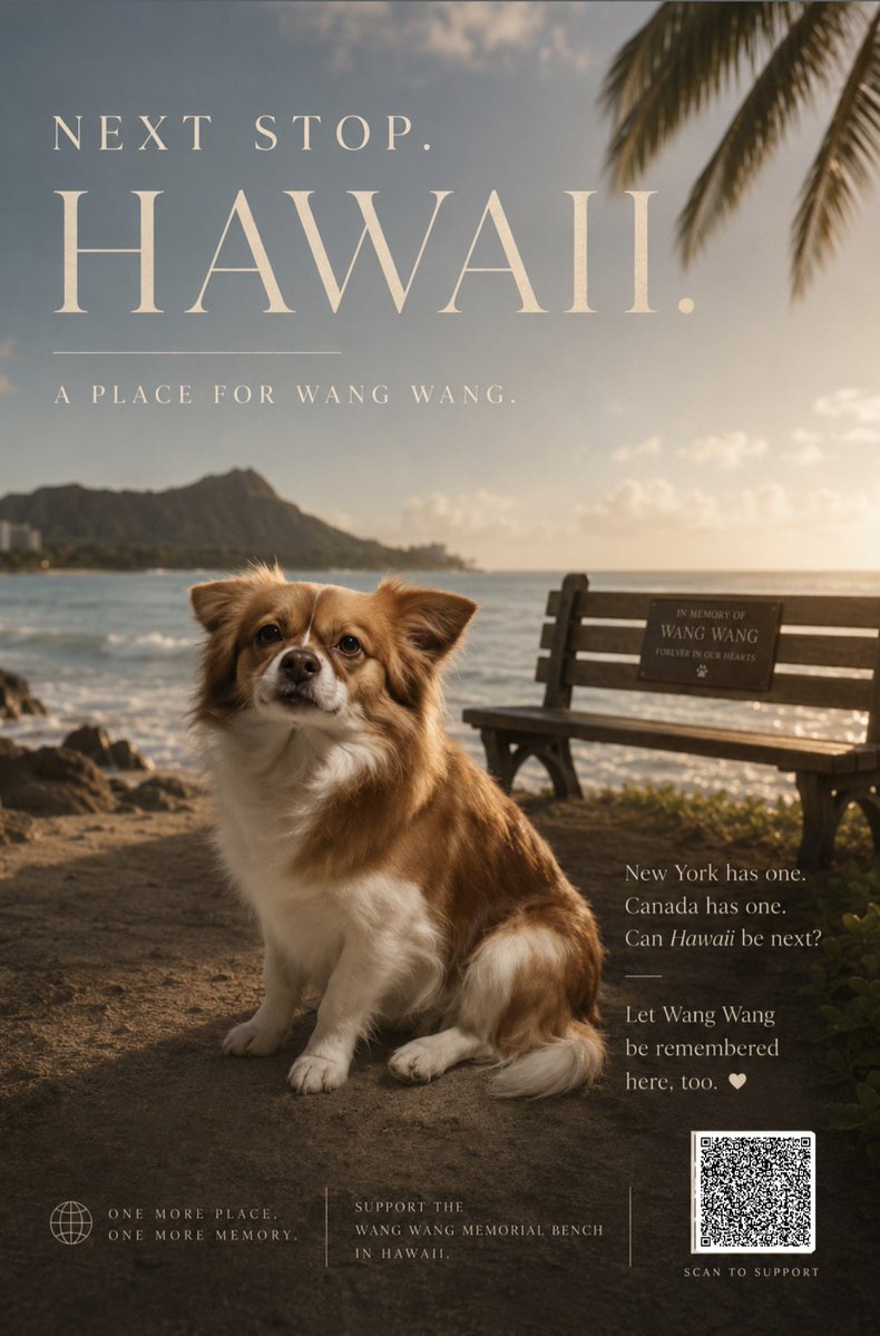 PeiLiu570497's tweet photo. 🇺🇸 New York’s Central Park now has a memorial bench for Wang Wang.

🇨🇦 Canada now has one, too.

🌺 So, the next goal——Hawaii! 🌊

Please let Wang Wang have a place of her own in Hawaii, too.

https://t.co/Gbt9wwyA4l

May her name continue to be remembered around the world, and may her story never be forgotten. 🧡

Next stop: Hawaii. 🌺🌊

May her name continue to be remembered around the world, and may her story never be forgotten. 🧡

Next stop: Hawaii.

#justiceforwangwang #WangWang
#旺旺
#Jieyang
#BoycottJieyang
#AnimalProtectionLawChina