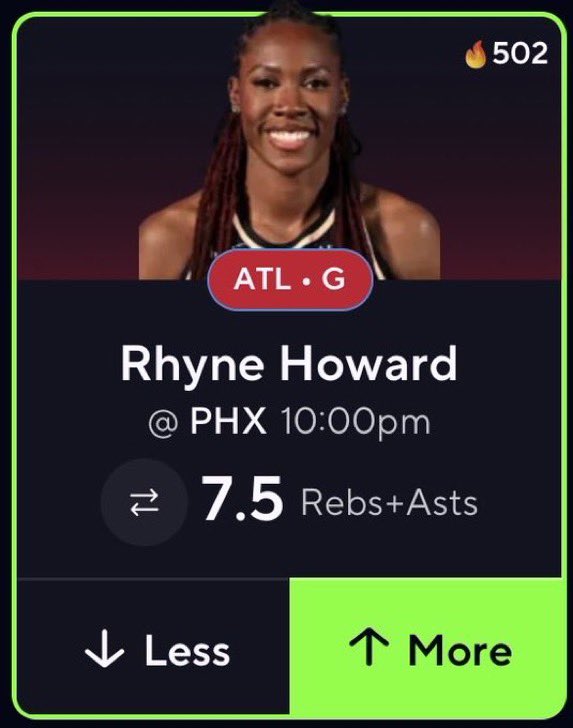Kayjay425154's tweet photo. 🏀 WNBA PLAY OF THE DAY 🏀

💎 RHYNE HOWARD — OVER 7.5 REBOUNDS + ASSISTS

📊 57% LEAN: OVER 🔒

We’re locking in Rhyne Howard OVER 7.5 Rebounds + Assists as today’s featured WNBA Play of the Day. This line stands out due to her matchup history, expected workload, and ability to contribute across multiple statistical categories.

🔥 100% HIT RATE VS. PHX THIS SEASON
Howard is averaging an impressive 12.0 Rebounds + Assists against Phoenix this season, giving us a strong history against this specific opponent.

📈 8.2 RA AVERAGE ON 1 DAY OF REST
The scheduling situation is also favorable, with Howard averaging 8.2 Rebounds + Assists when playing with one day of rest.

⏱️ 30+ MINUTES PER GAME
Her consistent playing time is another major factor. With Howard averaging 30+ minutes per game this season, she has plenty of opportunity to accumulate rebounds and assists throughout the matchup.

With the combination of matchup history, workload, and recent statistical indicators, 7.5 looks like a number worth attacking. We’re trusting the volume and looking for Howard to contribute across the board. 🎯

🔒 PLAY: RHYNE HOWARD OVER 7.5 RA
📊 57% LEAN OVER
🔥 STRONG MATCHUP HISTORY
❤️ KAYJAY FAMS — LET’S CASH!

Stay locked in, trust the research, and let’s get another one across the finish line. 🫡🔥

#wnba #prizepicks #POTD #SportsPicks
