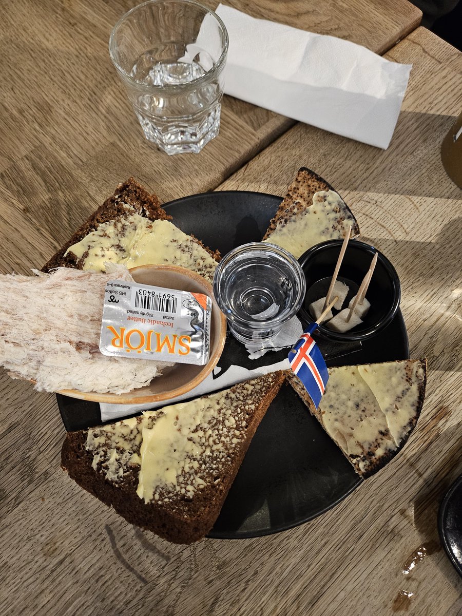 naillobotomy's tweet photo. the last day of #CalebEats in Iceland (*´；ェ；｀*)(｀；ω；´)  ., .
I leave tomorrow so sad.. 

tonight's eats are Fermented shark, smoked trout, and Plokkfiskur (super good btw) , and also some lamb i didn't eat- all on rye. https://t.co/JXSJUkoKZD