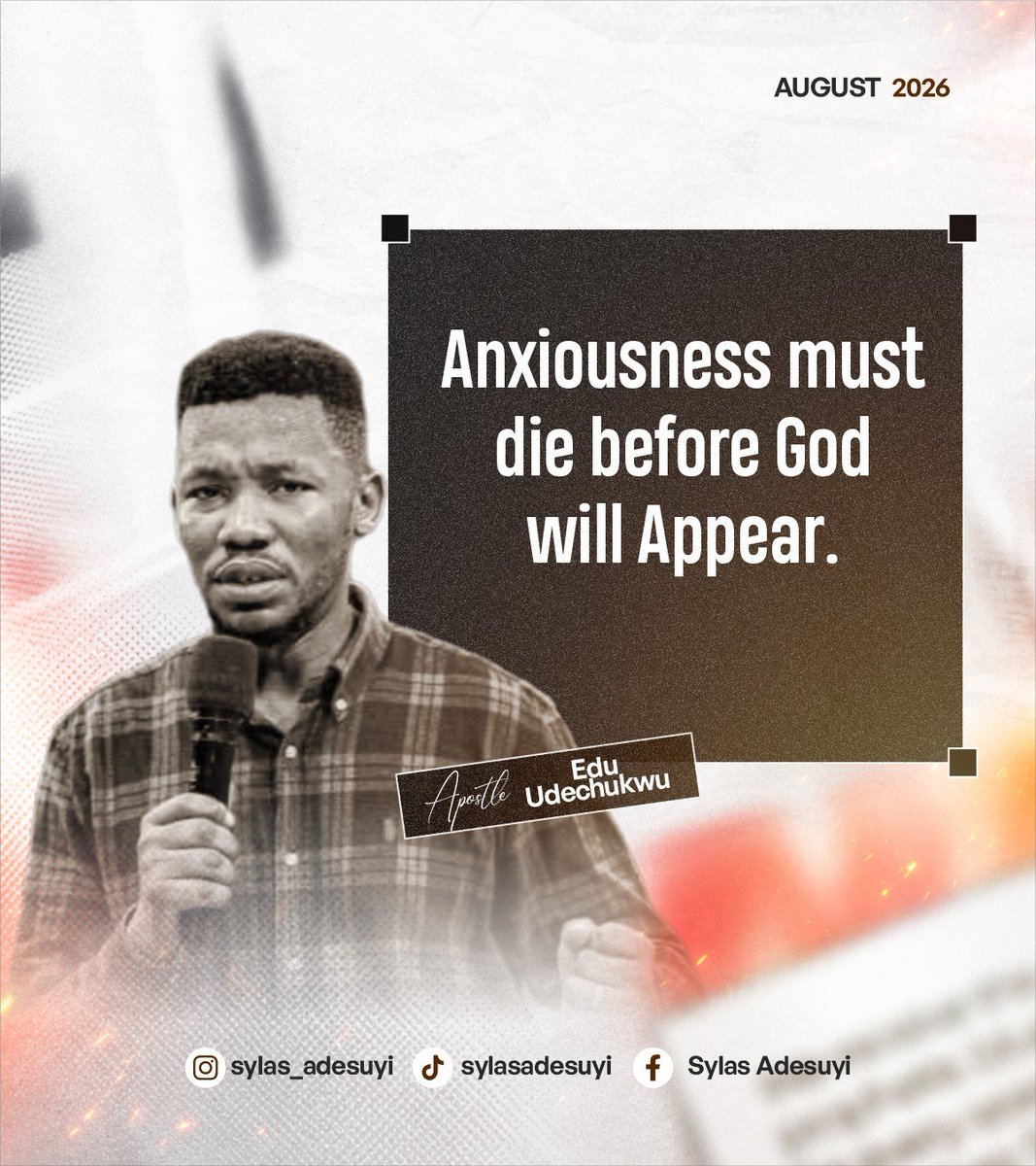 SYLAS_ADESUYI's tweet photo. 🔥 ANXIETY MUST DIE BEFORE YOU CAN RECOGNIZE GOD’S PRESENCE.

Anxiety magnifies the problem. Faith magnifies God.

📖 “Be still, and know that I am God…” — Psalm 46:10

Let anxiety die. Let faith arise. Be still. 🔥

#ApostleEduUdechukwu https://t.co/udRoXFxYhH