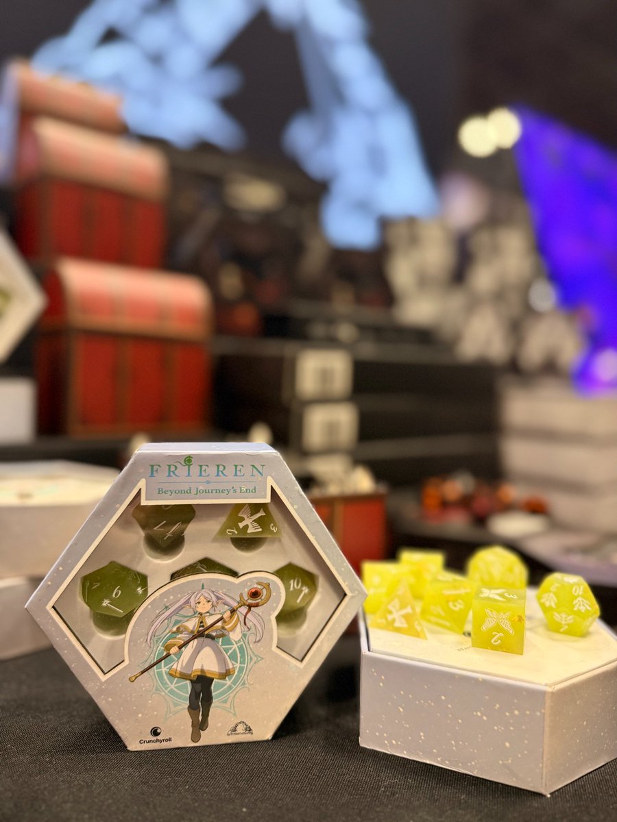 animenyc's tweet photo. 🎲 Check out the exclusives Misty Mountain Gaming has at Anime NYC! They've got Frieren dice, hololive dice, and more!

Stop by booths 443, 1918, and 2537 NOW! https://t.co/oaMQ4UNbYI