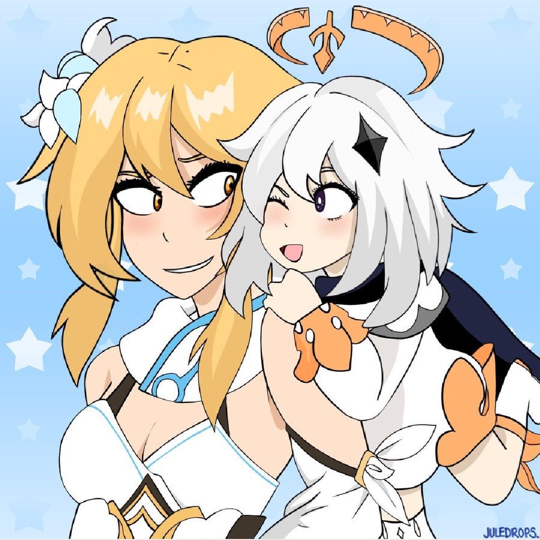 __SpaceJace's tweet photo. what a difference a few years makes 🥺 i love their dynamic in snezhnaya so i wanted to draw a piece from a few years ago (the old one is still in my artist alley) 💕

#lumine #paimon #genshinimpact #fanart https://t.co/sytPKNuSKX