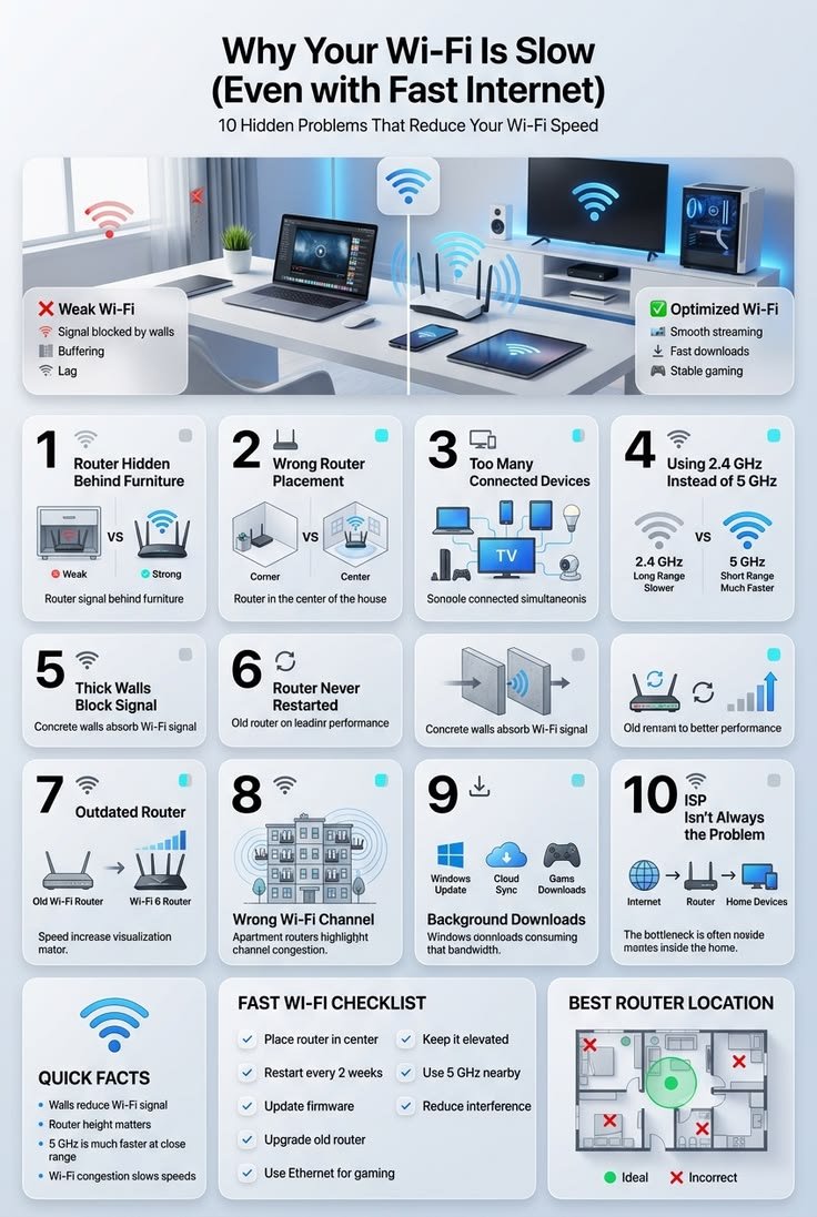 learn_computerx's tweet photo. Why Your Wi-Fi Is Slow (Even with Fast Internet) https://t.co/gfIiPYcl4w