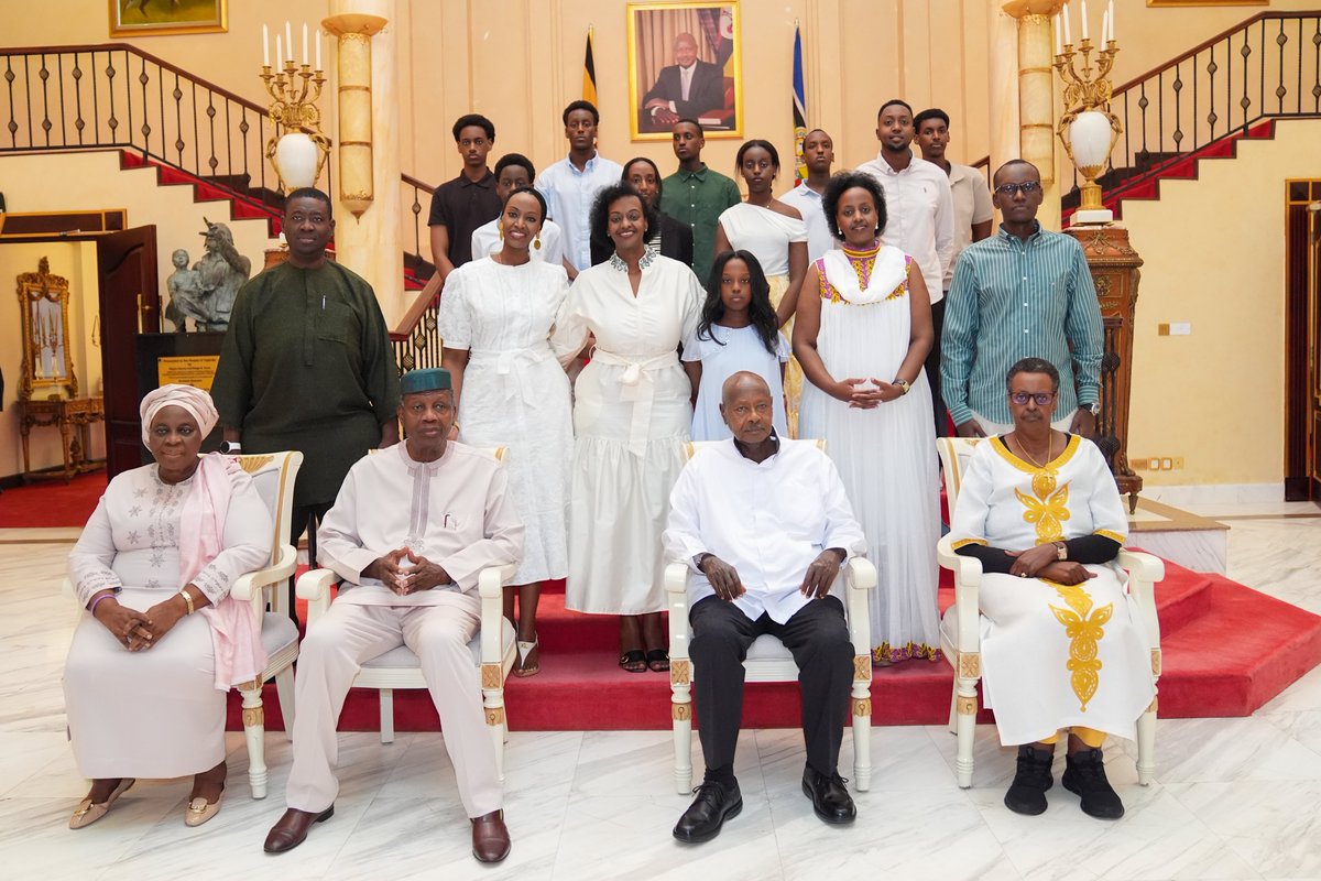 KagutaMuseveni's tweet photo. Today, Maama Janet and I welcomed and hosted Pastor Enoch Adeboye and his dear wife, Pastor (Mrs.) Folu Adeboye, the global leaders of the Redeemed Christian Church of God from Nigeria, at State House Entebbe.

Christianity has added value to our ancient African cultures. Teachings such as loving your neighbour, loving even those with whom you disagree instead of seeking revenge, and the parable of the Good Samaritan are consistent with the NRM principle of putting interests above identity.
These values have strengthened our heritage as a people. We are grateful to Pastor Adeboye and all our friends who have come to witness the consecration of our daughter, Patience, as a Bishop tomorrow in Maya. We welcome you all.