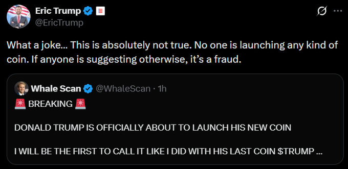 Cryptoprime247's tweet photo. lol, y’all really thought he’ll Lauch another memecoin?

“No one is launching any kind of coin.”

Well there you have it! https://t.co/Px0QhCfwV9