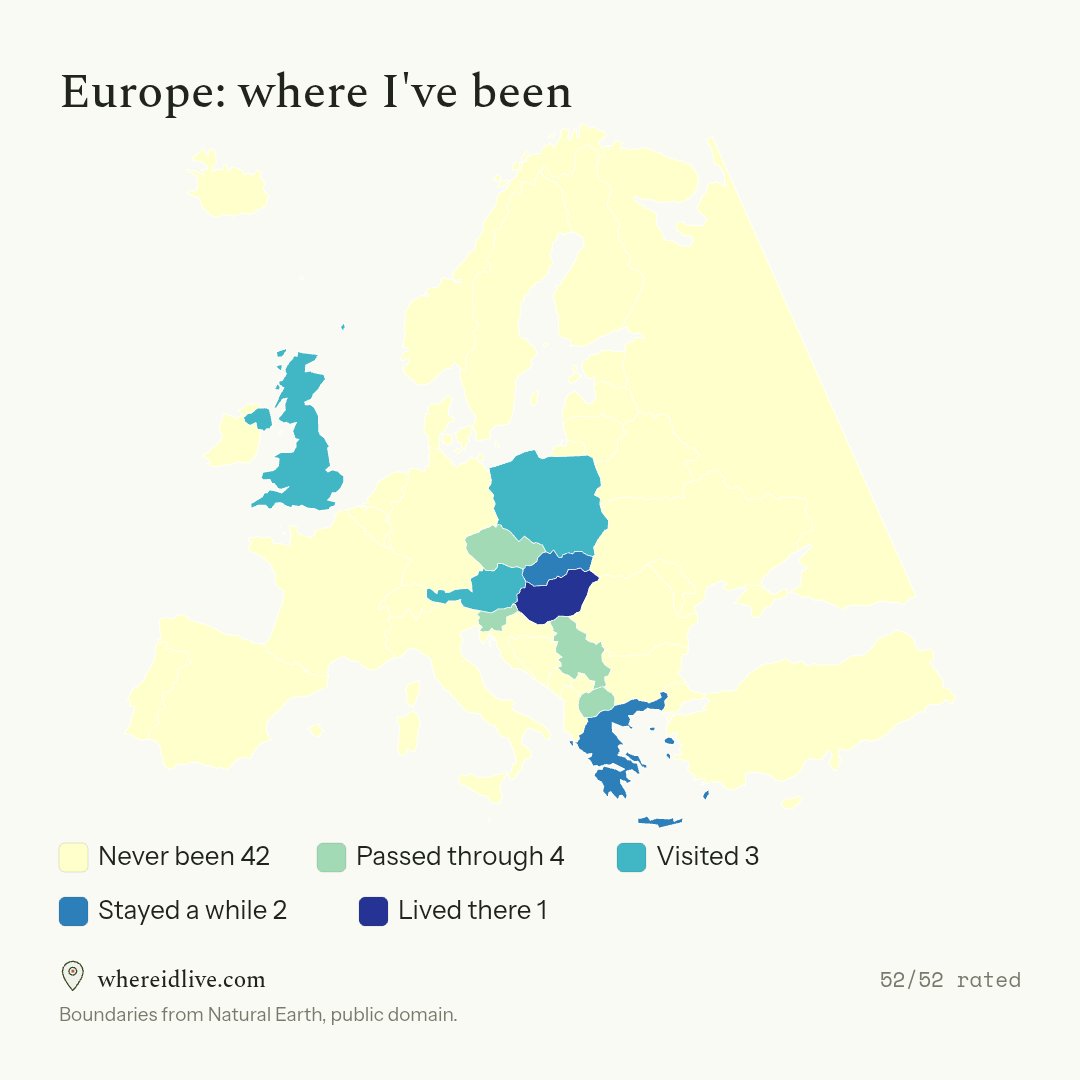s0ftestecho's tweet photo. can you tell i mostly travel for gigs+some past family vacation (greece marked as stayed a while bc we went SO MUCH) https://t.co/12X8iqqodh