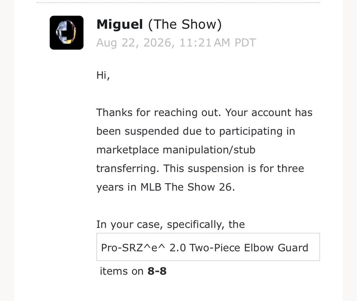 ACEx36x's tweet photo. @YourFriendKyle_ I got banned over a elbow guard 🤦‍♂️ all I do is buy and resell https://t.co/9antESHoUj