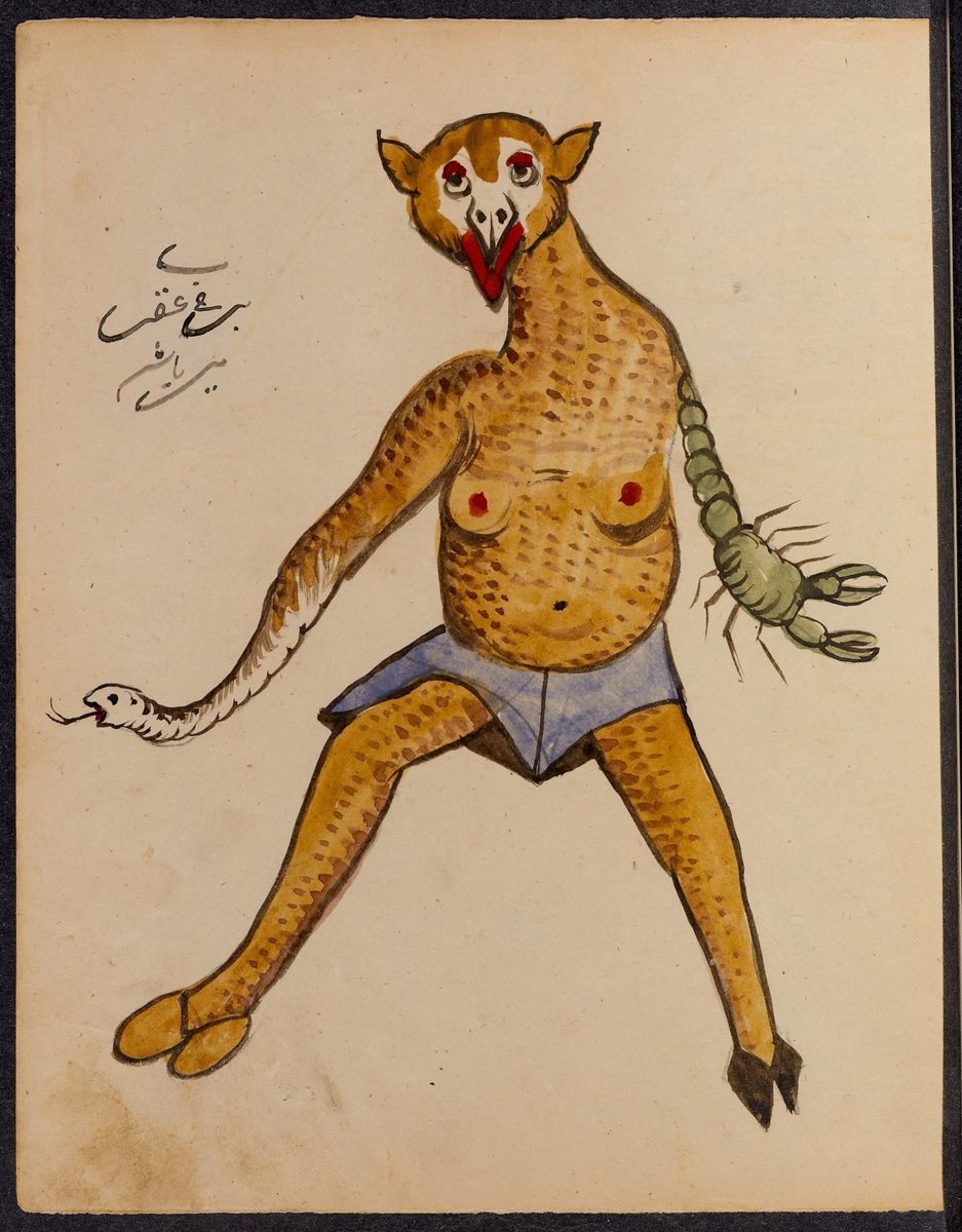 wana_visualss's tweet photo. 🧞‍♀️🇮🇷 Strange Illustrations from an Early 20th-Century Persian Demon Book.

These illustrations come from a demon book made in Isfahan, central Iran, in the early 20th century. One of the most unusual depictions shows a demon under the bed, waiting for a sleeping person's toes to slip out from under the blanket so it can lick them. The book offers a fascinating glimpse into Persian folklore and beliefs about demons and the supernatural.