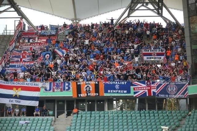 Awaydays23's tweet photo. ON THIS DAY 2019: Rangers at Legia Warsaw #RFC https://t.co/hKCBHM4Fy4