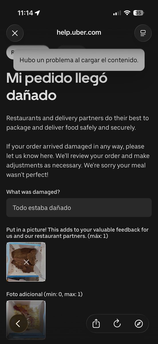 J_ColinR's tweet photo. @Uber_MEX su plataforma no me deja levantar un reporte sobre la calidad de los alimentos https://t.co/KyEpXDqExO
