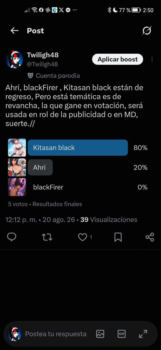 Twiligh48's tweet photo. Ganadora de la votación es la Umamusume, asique mañana se inicia la temática y también durará 2 días, cuiden sus caderas que está si rompe// https://t.co/JVLmFYj9SZ