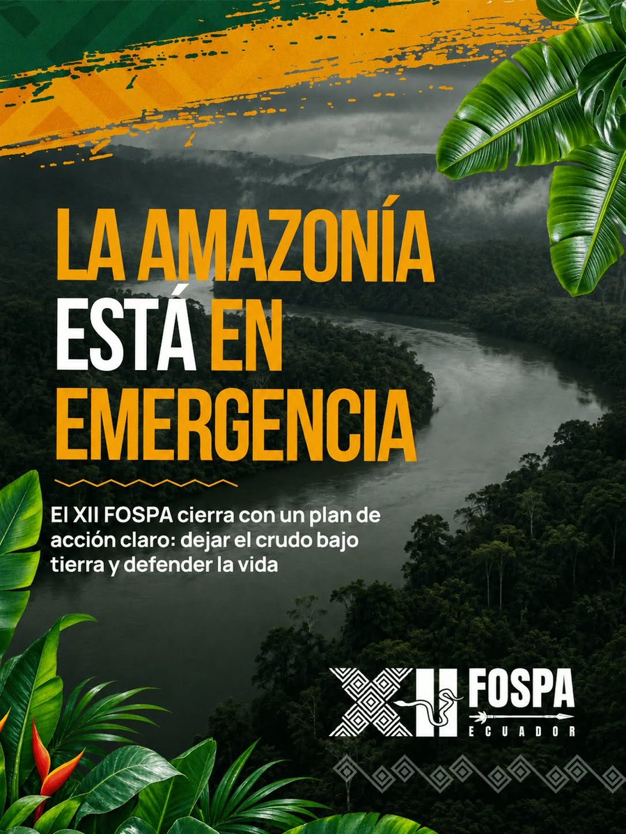 FospaOficial's tweet photo. Desde Puyo, la Amazonía alza una voz colectiva.
Estas demandas no
terminan con el FOSPA. Son un llamado a seguir
articulando acciones desde los territorios.
🌎 Adoke Öme. Un solo territorio.
#FOSPAEcuador #XIIFOSPA #Amazonía #UnSoloTerritorio https://t.co/caJFH5LY9s