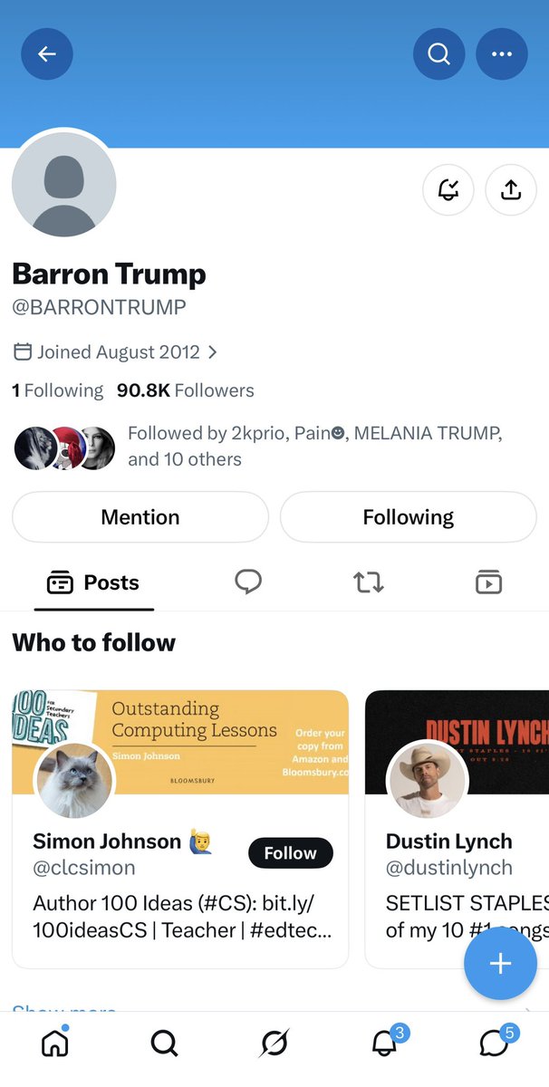 TheDarkWebBaby's tweet photo. @USronaldcarter Any idea why is the official melania account following this X scam account below where supposedly the new Trump coin launches?  

Is the official Melanie’s account hacked then? https://t.co/vfMIbb9LDa