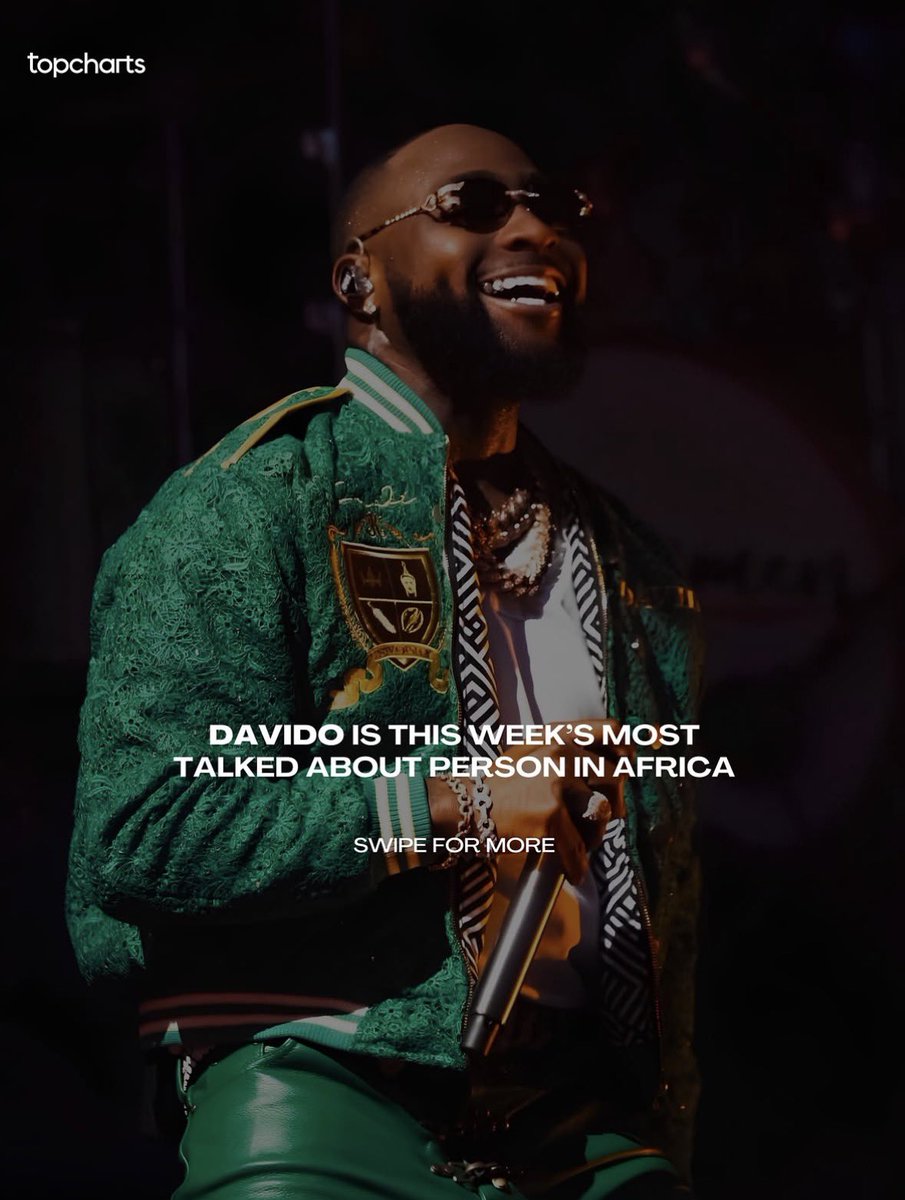 oyl2he's tweet photo. 🚨 @davido ranks as the #1 Most Talked-About Person in Africa this week.

— Gov. Ademola Adeleke ranks #2. 🇳🇬🔥

(via Top Charts) https://t.co/qpV7ftohHm