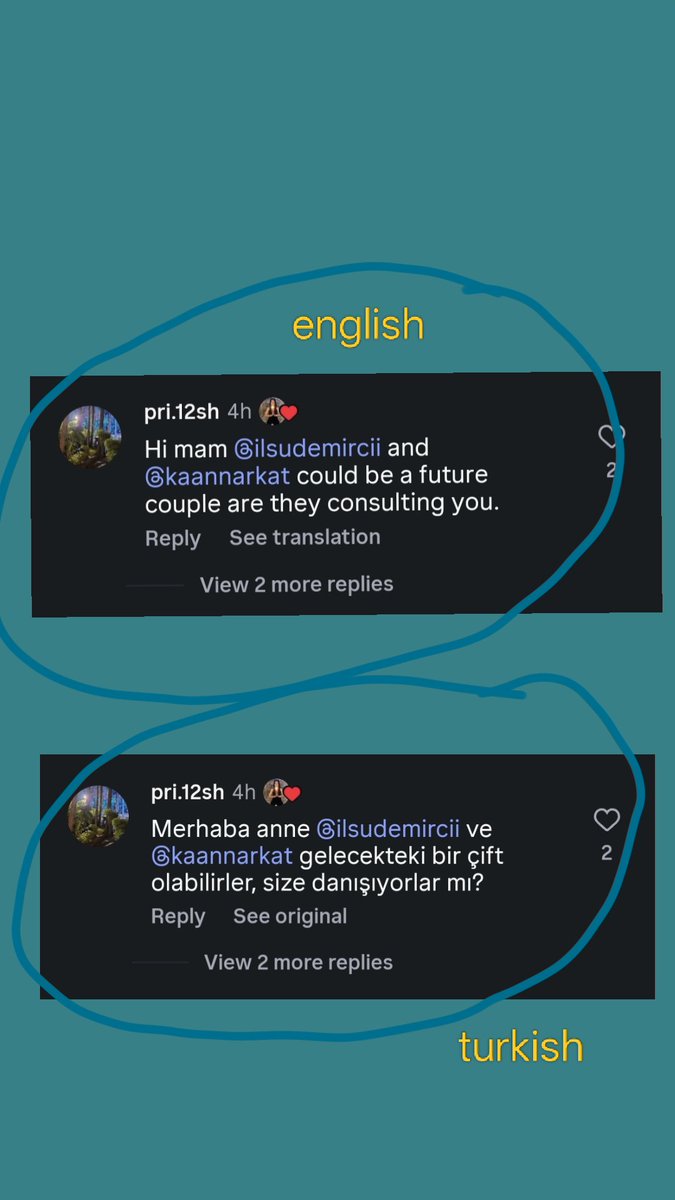 Hopscotch_246's tweet photo. @Leanorexx @ilsudemircii @emingunenc_ @kaanarkat @karatasilayy You are wrong. The translation feature works well. Yes the English comments gets translated to native language or second language of the country.

Yes we care about likes and follows, specially the arafta fandom. https://t.co/fQj3mripE1