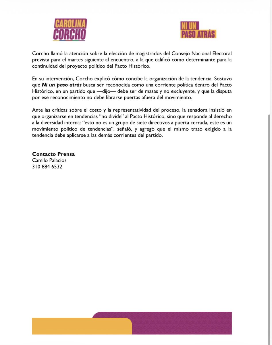 carolinacorcho's tweet photo. Somos alternativa política con vocación de poder

Iniciamos hoy la primera de 32 reuniones regionales para conformar los comités departamentales de la tendencia ¡Ni un paso atrás! del Pacto Histórico, esta iniciativa que lideramos Sandra Chindoy, Mary Jurado y yo, con miras a la conformación del partido.

#PactoHistórico #DerechoalaOposición #CarolinaCorcho #NiunPasoAtrás