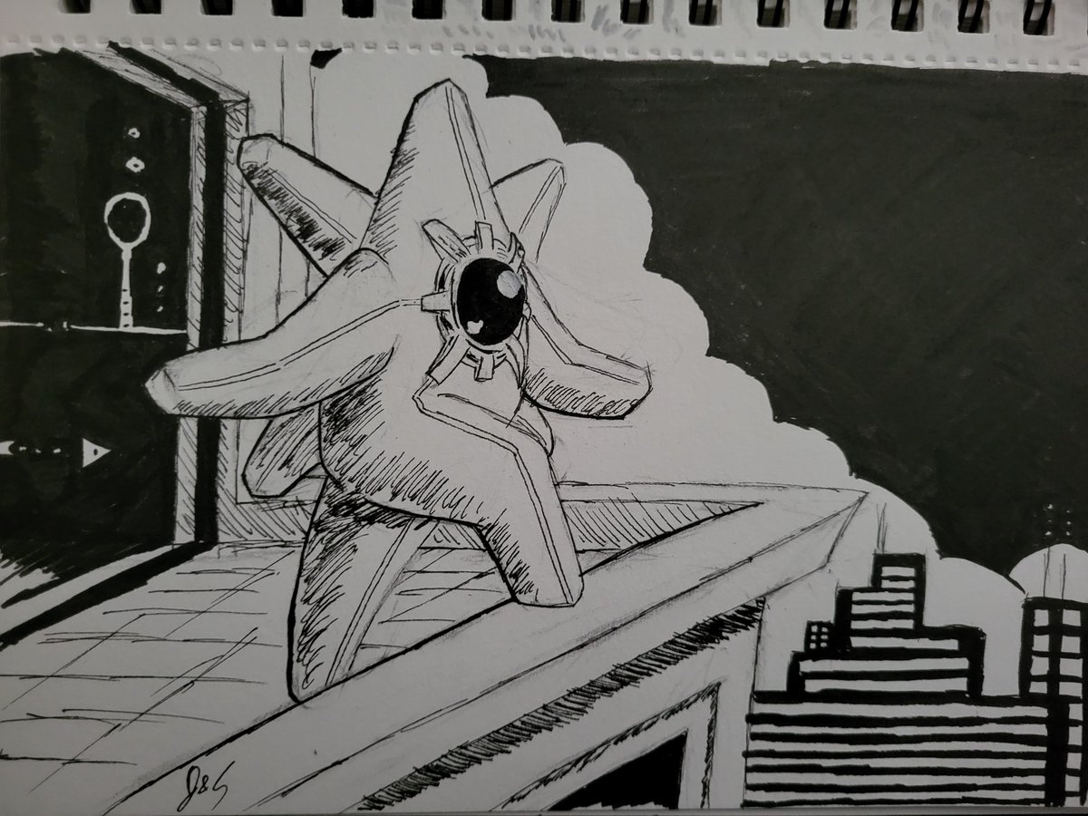 jaybird_arts's tweet photo. Mega Starmie, complete with factory error Staryu Jewel. https://t.co/iYMoYowgBL