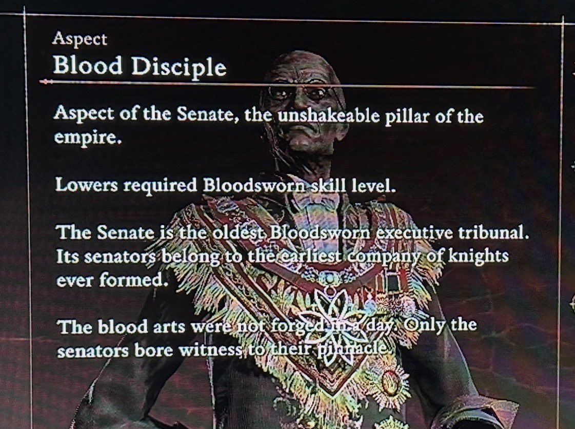 scadutree's tweet photo. guy turns into a dinosaur for very philosophical reasons and i fuck with that. also makes me think that he pulled a needle knight leda and killed the other members of the senate since his skill refers to fratricide https://t.co/IomL92LKRk
