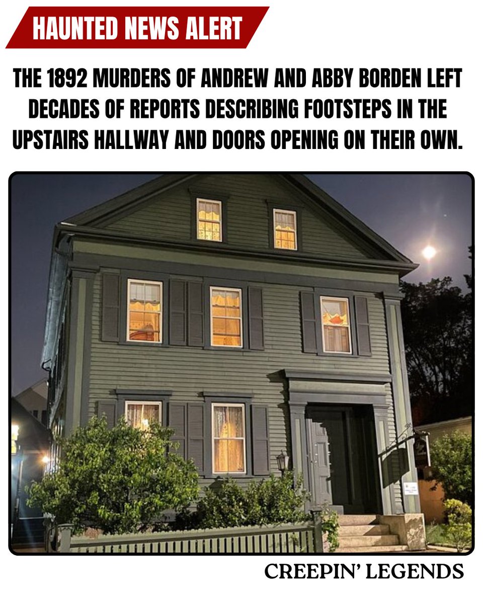 IntrigueHub's tweet photo. Visitors at the Lizzie Borden House reported footsteps, cold spots, and shadow movement in rooms tied to the 1892 murders. Tonight’s alert uncovers the documented haunting inside this historic home. 
Watch: https://t.co/9THFzycuLt https://t.co/zIPUl2tOKk